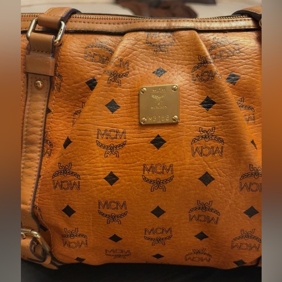 MCM Vintage Visetos:  Cognac Monogram 2-Way Tote & Shoulder Bag | Authentic - Picture 2 of 14